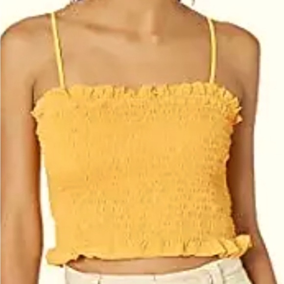 NEW BCBGeneration Yellow Smocked Crop Top - Picture 9 of 9